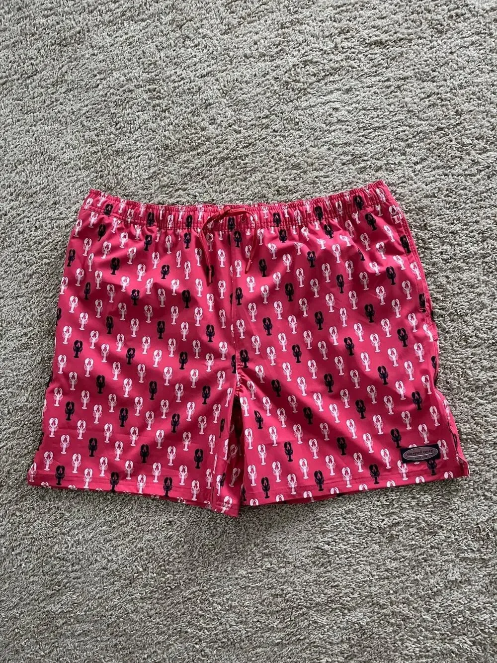 Vineyard Vines 7” Chappy Swim Trunks Lobster Print Jetty Red Men's Size 2XL XXL